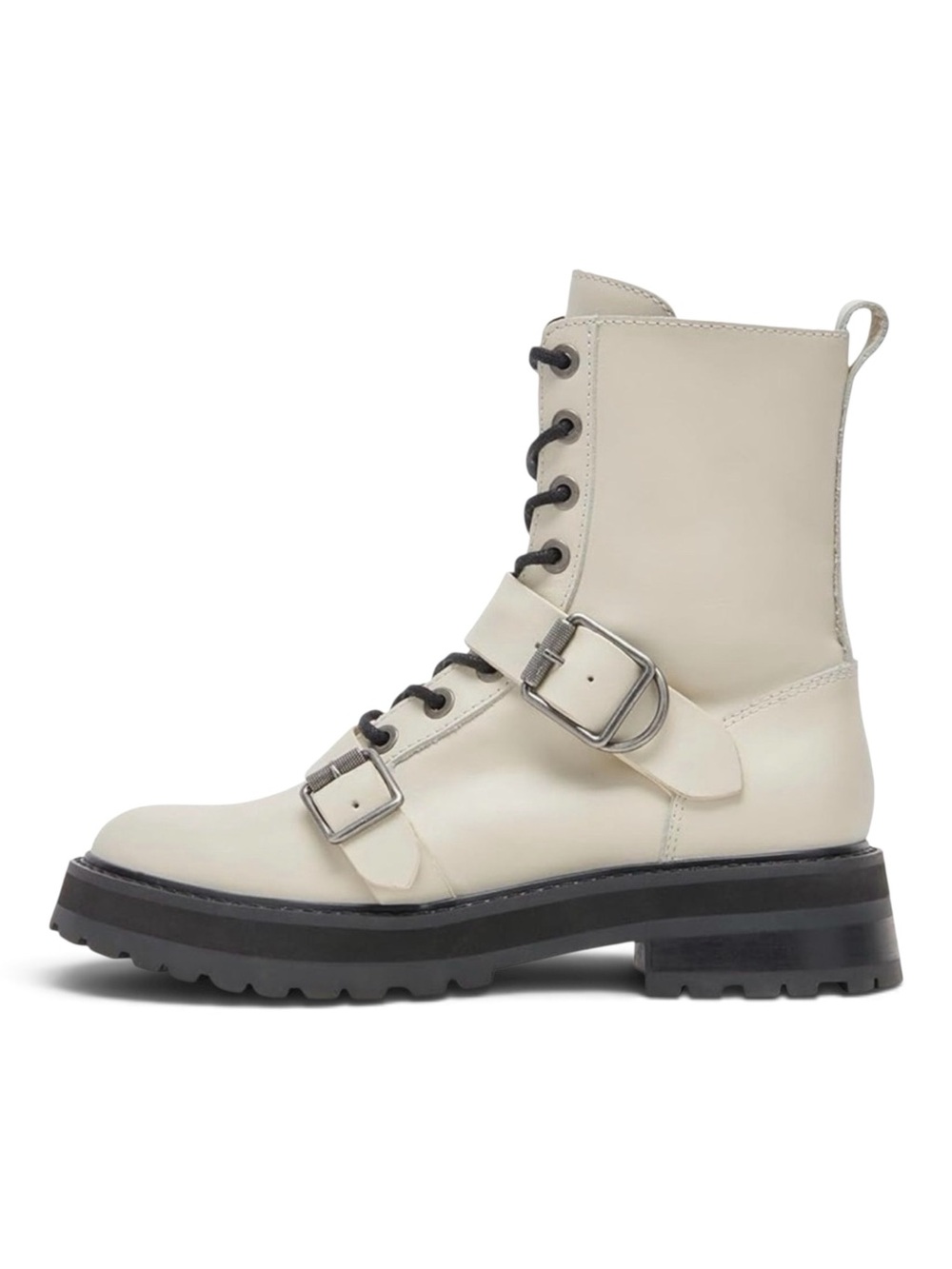 NEW Dolce Vita Cream Leather Lug Sole Laced Buckled Straps Desert Boot 9 NWOB